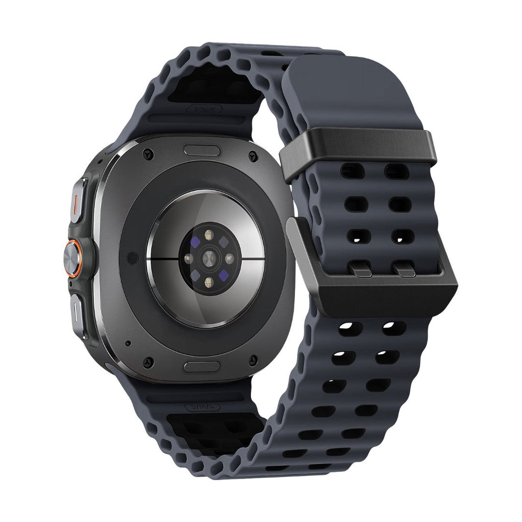 Bracelet bicolore en silicone gris perforé, résistant et étanche, pour Samsung Watch Ultra 47mm.