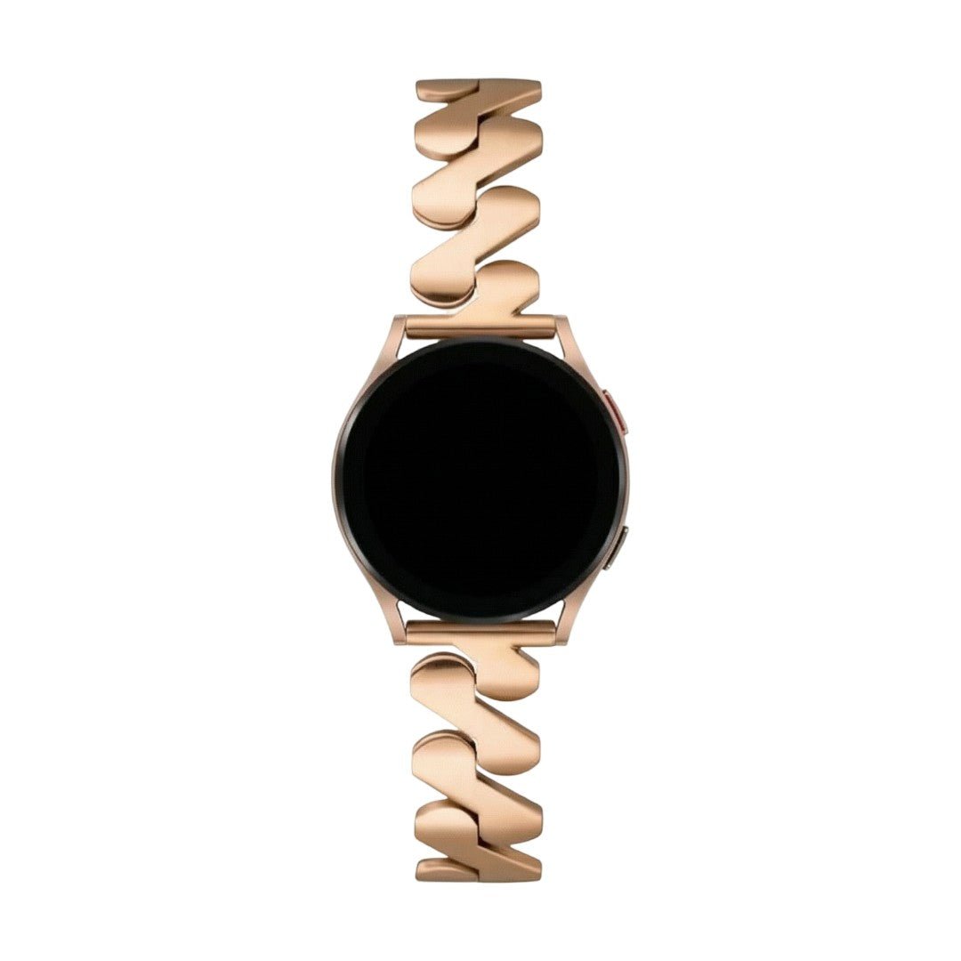Bracelet pour SmartWatch, acier ondulé et mailles spirales, look moderne pour montre Samsung, Ice Watch, Garmin, modèle Ezelea