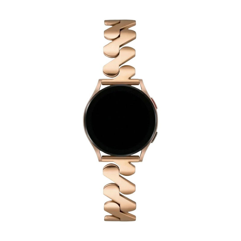 Armband für Smartwatch, gewellter Stahl und Spiralglieder, modernes Aussehen für Samsung-Uhr, Ice Watch, Garmin, Modell Ezelea