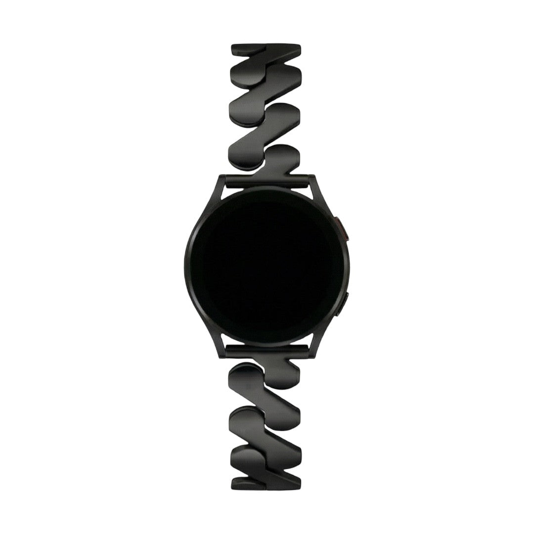 Armband für Smartwatch, gewellter Stahl und Spiralglieder, modernes Aussehen für Samsung-Uhr, Ice Watch, Garmin, Modell Ezelea