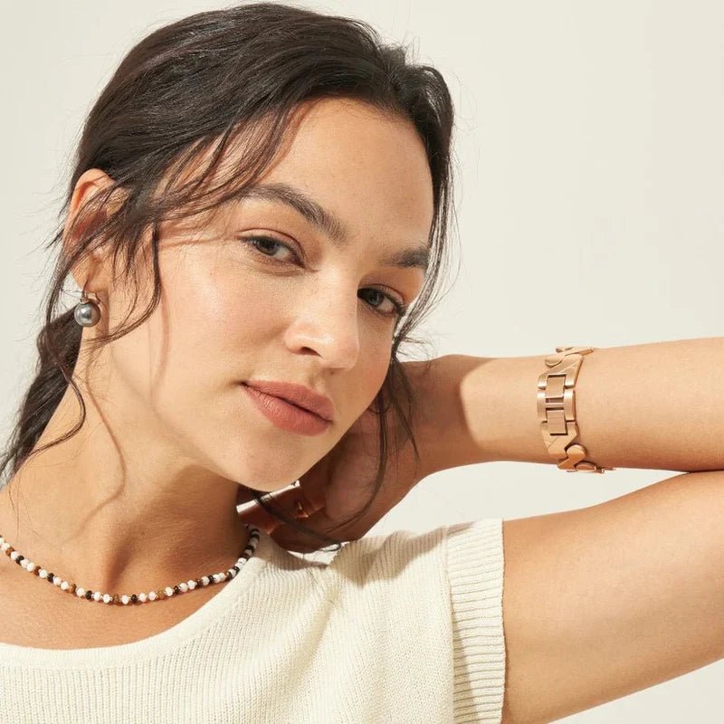 Armband für Smartwatch, gewellter Stahl und Spiralglieder, modernes Aussehen für Samsung-Uhr, Ice Watch, Garmin, Modell Ezelea