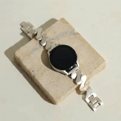 Bracelet pour SmartWatch, acier ondulé et mailles spirales, look moderne pour montre Samsung, Ice Watch, Garmin, modèle Ezelea