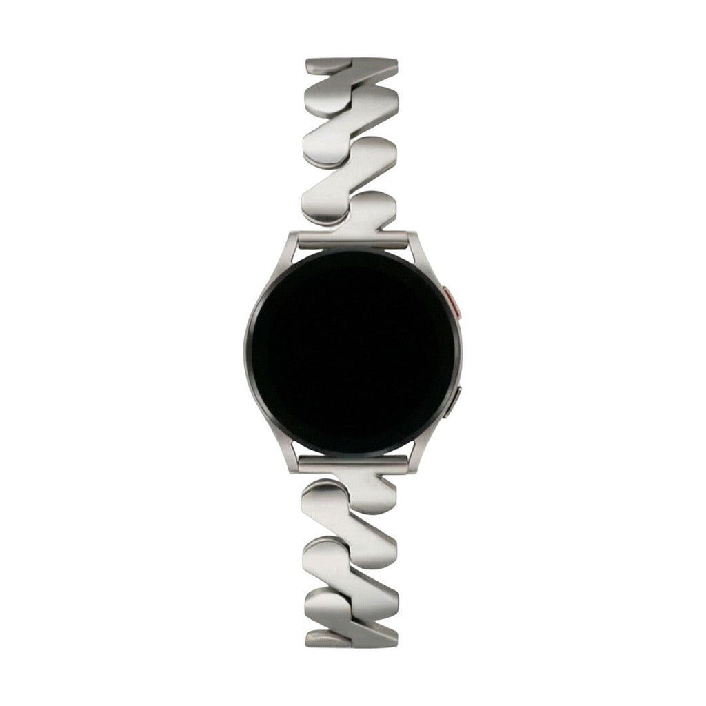 Armband für Smartwatch, gewellter Stahl und Spiralglieder, modernes Aussehen für Samsung-Uhr, Ice Watch, Garmin, Modell Ezelea