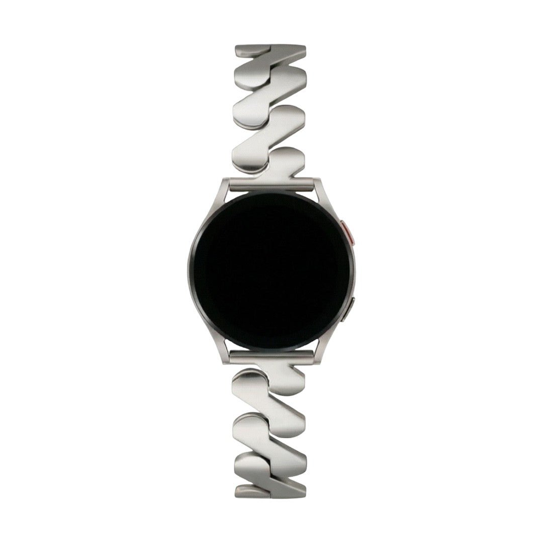 Armband für Smartwatch, gewellter Stahl und Spiralglieder, modernes Aussehen für Samsung-Uhr, Ice Watch, Garmin, Modell Ezelea