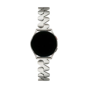 Armband für Smartwatch, gewellter Stahl und Spiralglieder, modernes Aussehen für Samsung-Uhr, Ice Watch, Garmin, Modell Ezelea