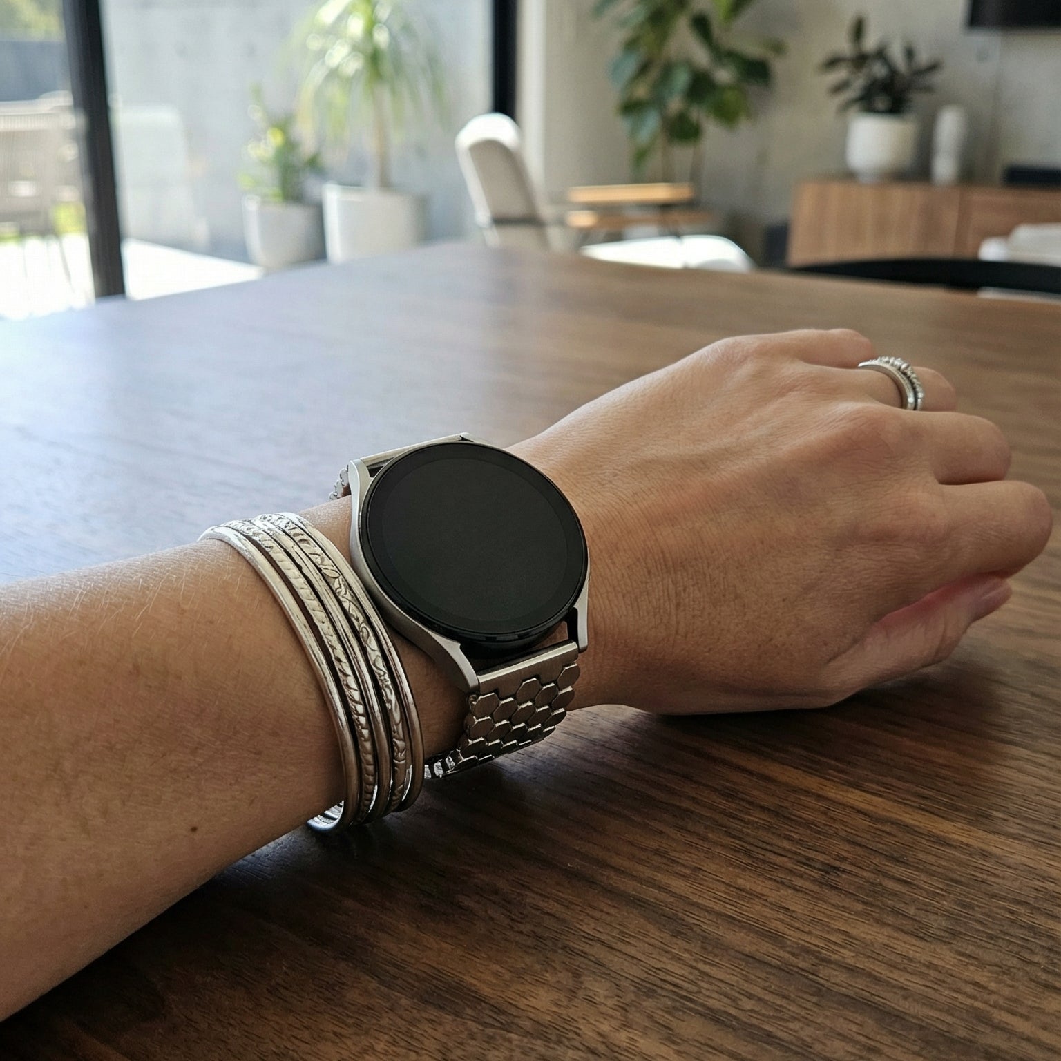 Armband für Smartwatch, Metalllegierung im Wabenmuster, modernes Aussehen für Samsung-Uhr, Ice Watch, Garmin, Modell Yizda