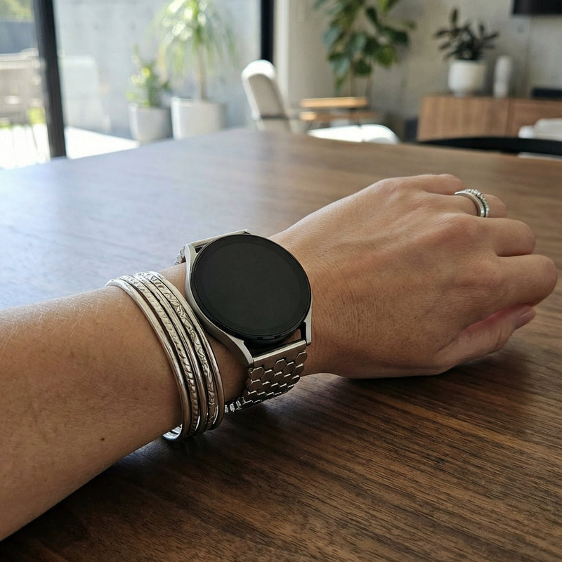 Armband für Smartwatch, Metalllegierung im Wabenmuster, modernes Aussehen für Samsung-Uhr, Ice Watch, Garmin, Modell Yizda