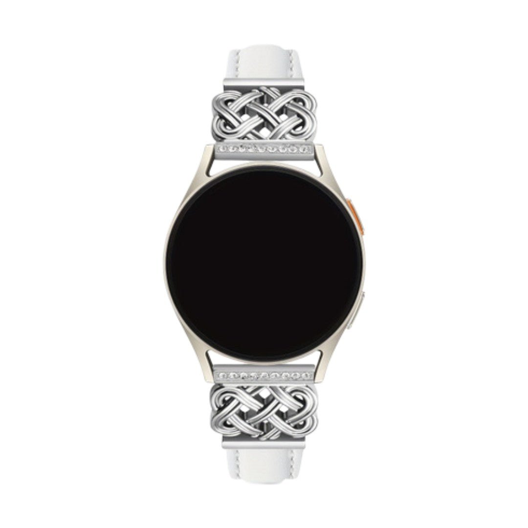 Bracelet SmartWatch, connecteurs en D sertis de zircons, lanière bicolore, modèle Loukie
