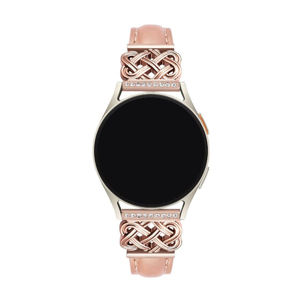 Armband für Smartwatch, keltische Metallschließe, Zirkonsteine, elegant und edel für Samsung-Uhr, Ice Watch, Garmin, Modell Loukie