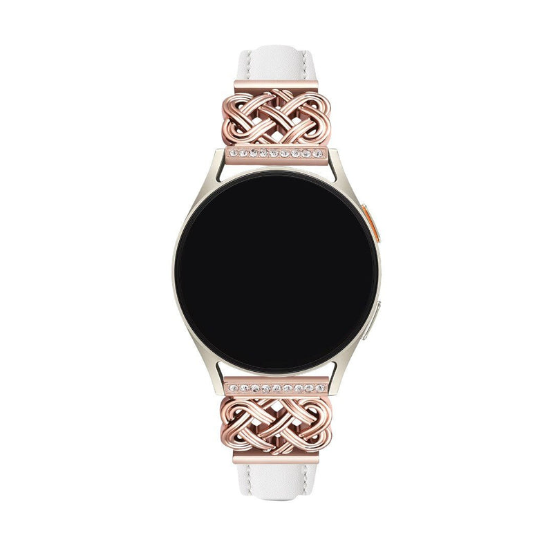 Armband für Smartwatch, keltische Metallschließe, Zirkonsteine, elegant und edel für Samsung-Uhr, Ice Watch, Garmin, Modell Loukie