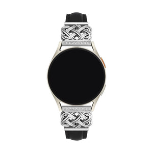 Armband für Smartwatch, keltische Metallschließe, Zirkonsteine, elegant und edel für Samsung-Uhr, Ice Watch, Garmin, Modell Loukie