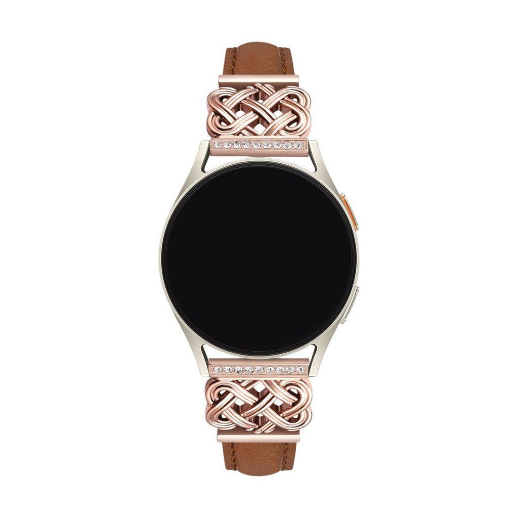 Armband für Smartwatch, keltische Metallschließe, Zirkonsteine, elegant und edel für Samsung-Uhr, Ice Watch, Garmin, Modell Loukie