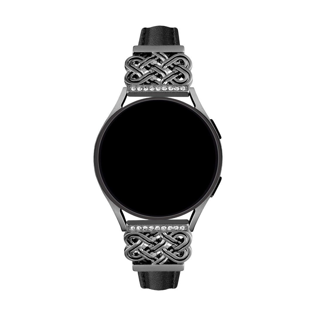 Bracelet SmartWatch, connecteurs en D sertis de zircons, lanière bicolore, modèle Loukie