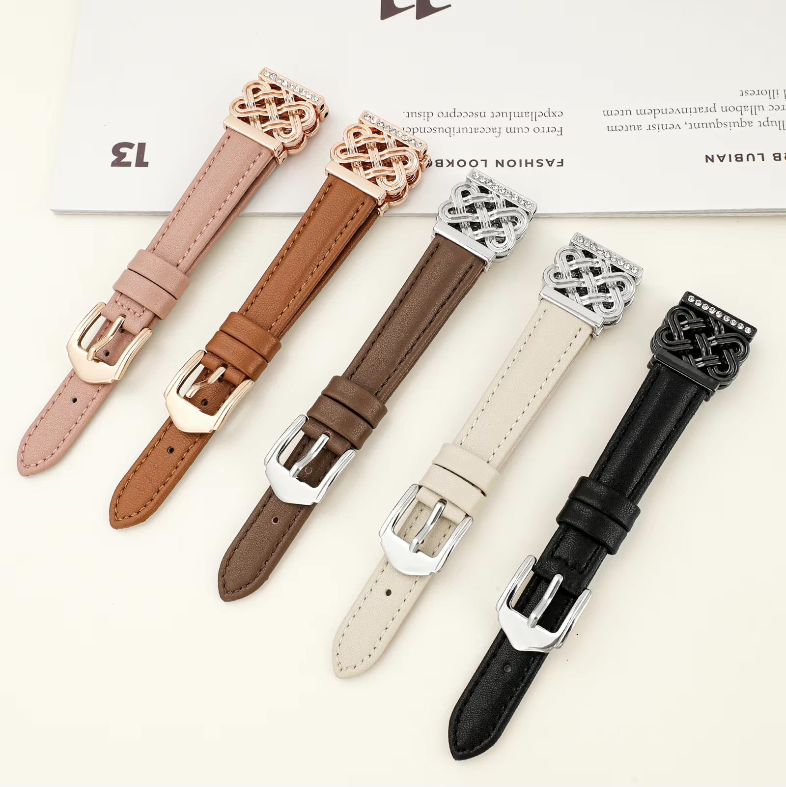 Armband für Smartwatch, keltische Metallschließe, Zirkonsteine, elegant und edel für Samsung-Uhr, Ice Watch, Garmin, Modell Loukie