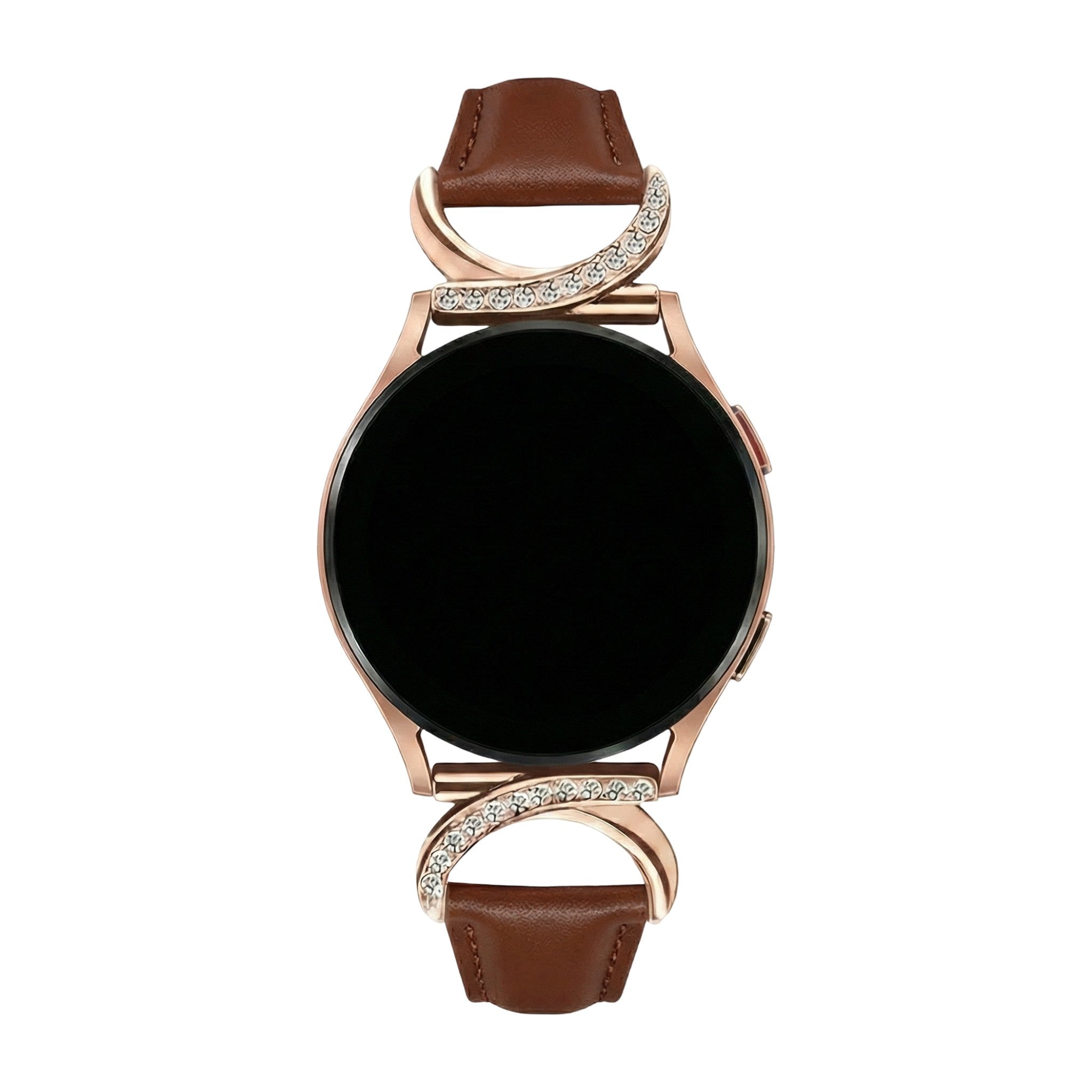 Armband für Smartwatch, Leder und Ziersteine, gepflegtes Aussehen für Uhr von Samsung, Ice Watch, Garmin, Modell Carla