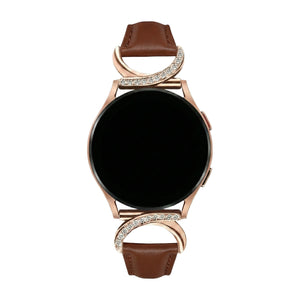 Armband für Smartwatch, Leder und Ziersteine, gepflegtes Aussehen für Uhr von Samsung, Ice Watch, Garmin, Modell Carla