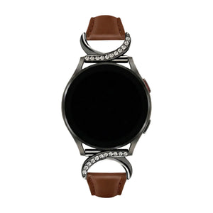 Armband für Smartwatch, Leder und Ziersteine, gepflegtes Aussehen für Uhr von Samsung, Ice Watch, Garmin, Modell Carla