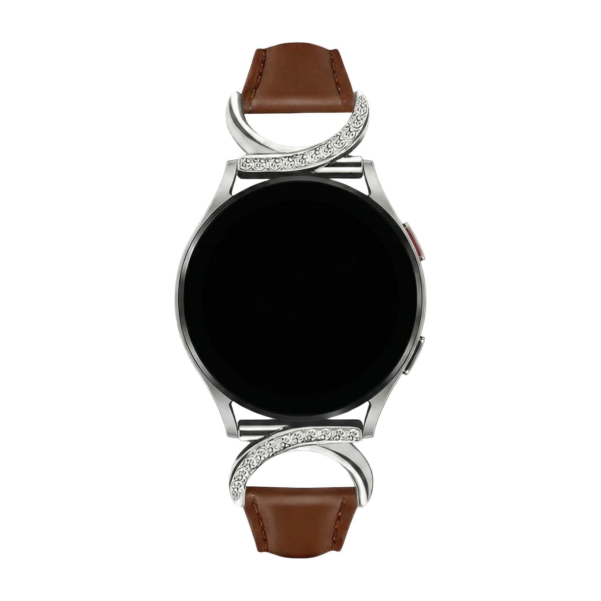 Armband für Smartwatch, Leder und Ziersteine, gepflegtes Aussehen für Uhr von Samsung, Ice Watch, Garmin, Modell Carla