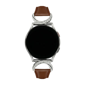 Armband für Smartwatch, Leder und Ziersteine, gepflegtes Aussehen für Uhr von Samsung, Ice Watch, Garmin, Modell Carla