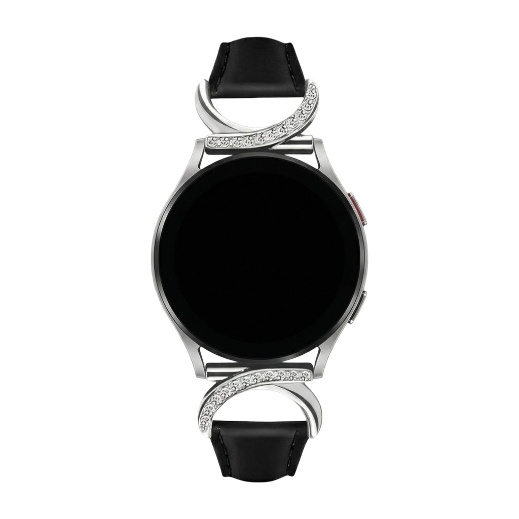 Armband für Smartwatch, Leder und Ziersteine, gepflegtes Aussehen für Uhr von Samsung, Ice Watch, Garmin, Modell Carla