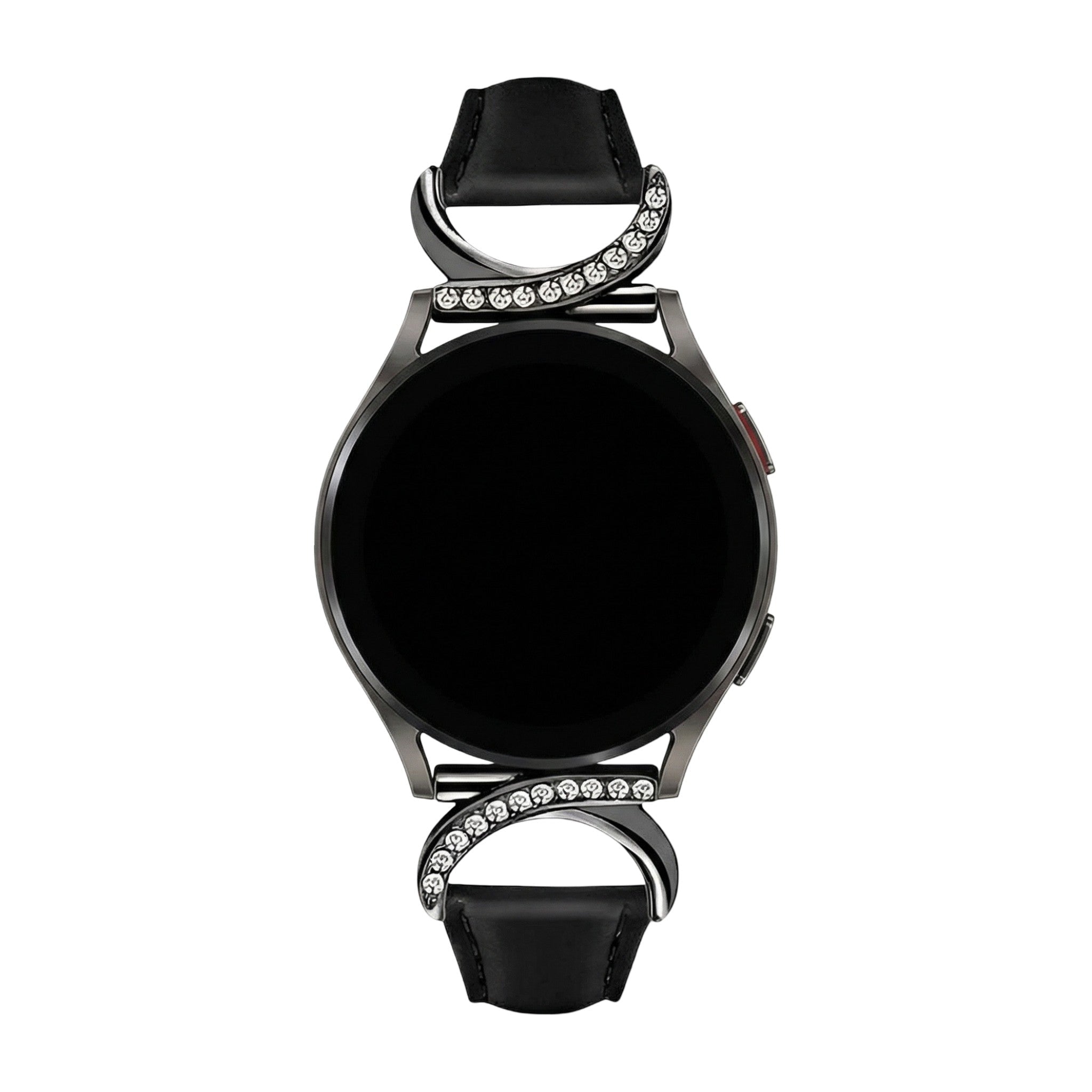 Armband für Smartwatch, Leder und Ziersteine, gepflegtes Aussehen für Uhr von Samsung, Ice Watch, Garmin, Modell Carla