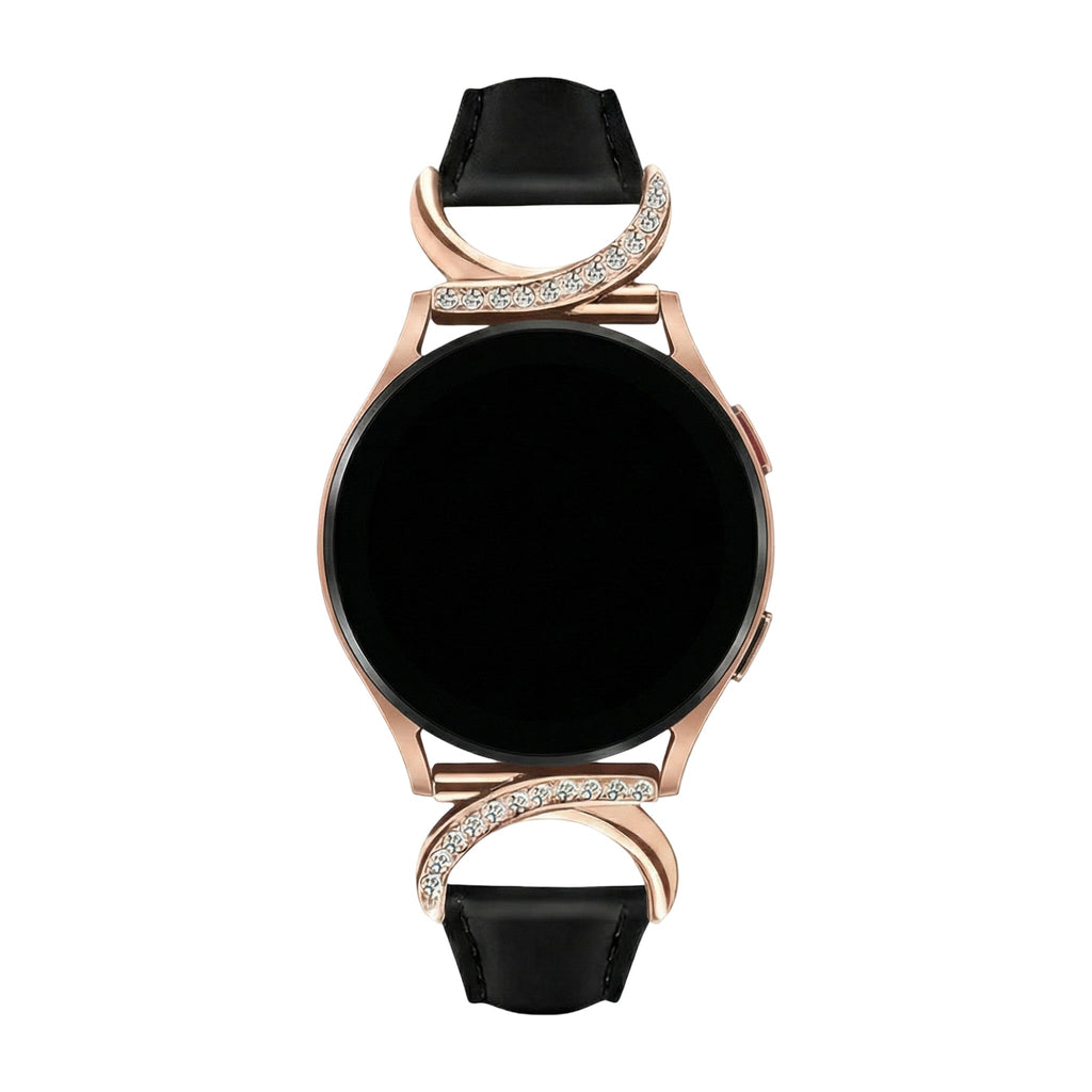 Armband für Smartwatch, Leder und Ziersteine, gepflegtes Aussehen für Uhr von Samsung, Ice Watch, Garmin, Modell Carla