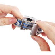 Bracelet en cuir bleu brodé avec motifs blancs, boucle métallique argentée ajustable pour Apple Watch.