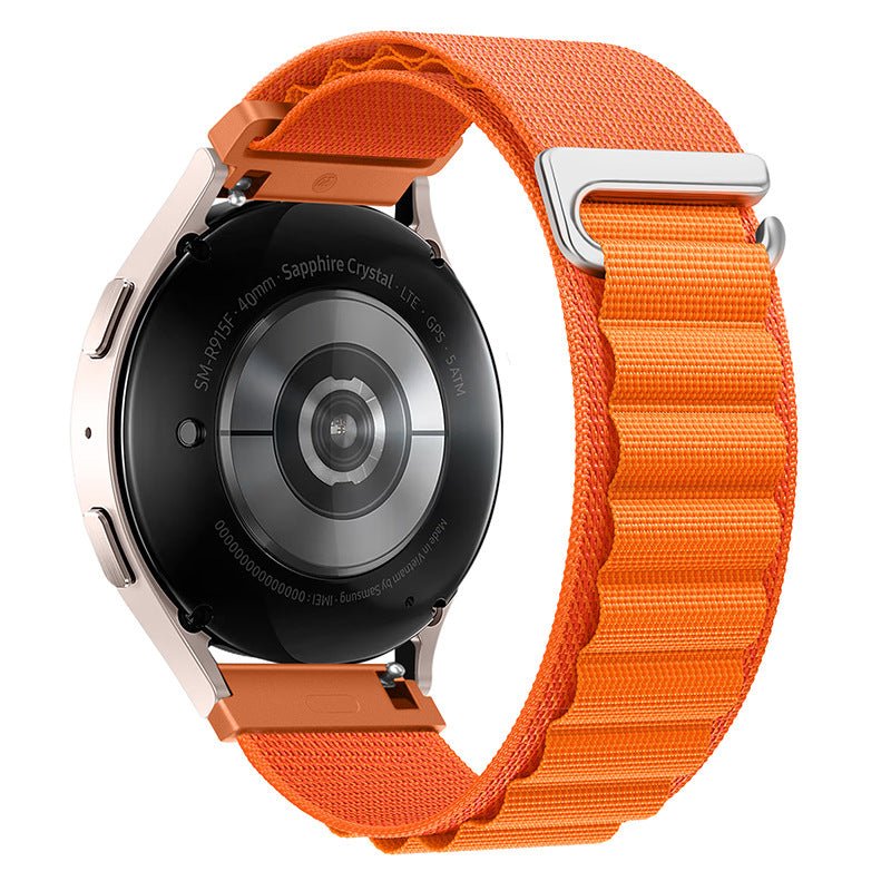 Bracelet orange en nylon avec boucle à crochet en acier inoxydable pour Huawei Watch modèle Kapri.