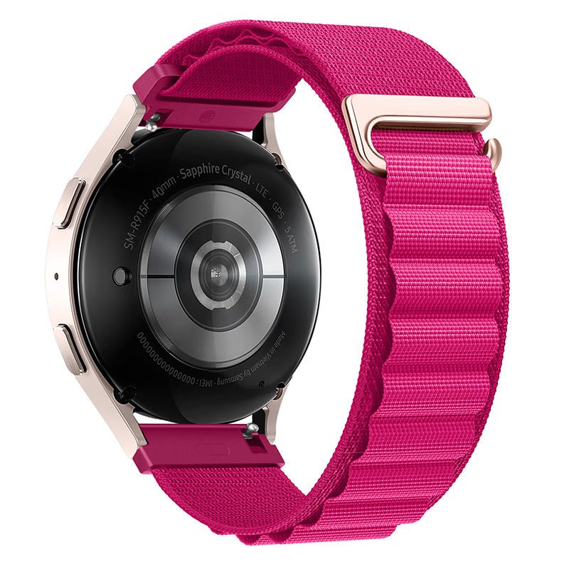 Bracelet nylon fuchsia avec boucle crochet en acier inoxydable pour Huawei Watch Kapri.