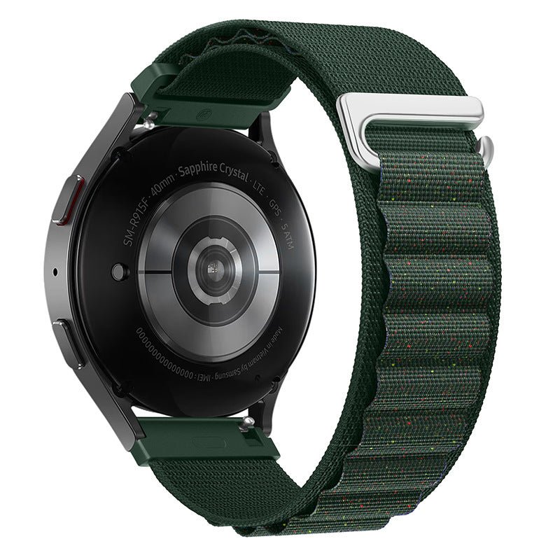 Bracelet vert foncé en nylon avec boucle à crochet en acier inoxydable pour Huawei Watch.