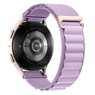 Bracelet en nylon lilas avec boucle à crochet en acier inoxydable pour Huawei Watch, modèle Kapri.