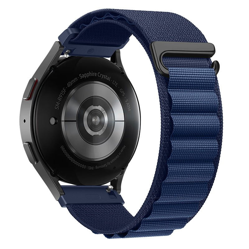 Bracelet bleu en nylon résistant avec boucle à crochet en acier inoxydable pour Huawei Watch.