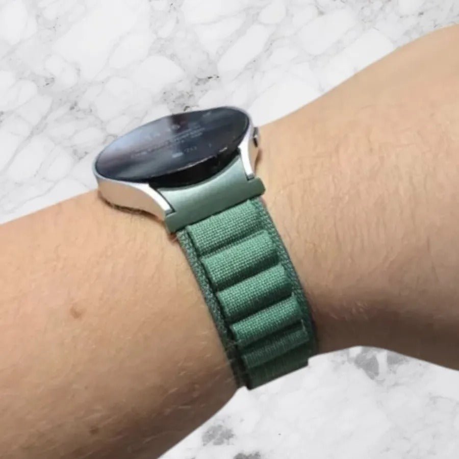 Bracelet Kapri vert en nylon rembourré avec boucle crochet en acier inoxydable pour Huawei Watch.