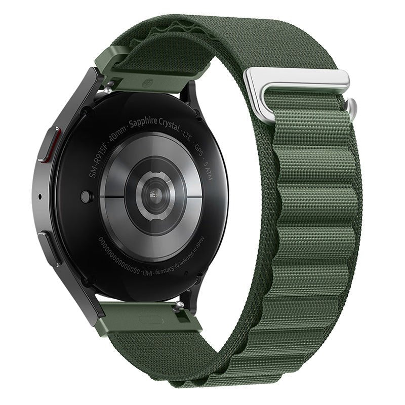Bracelet vert olive en nylon résistant avec boucle crochet en acier inoxydable pour Huawei Watch Kapri.
