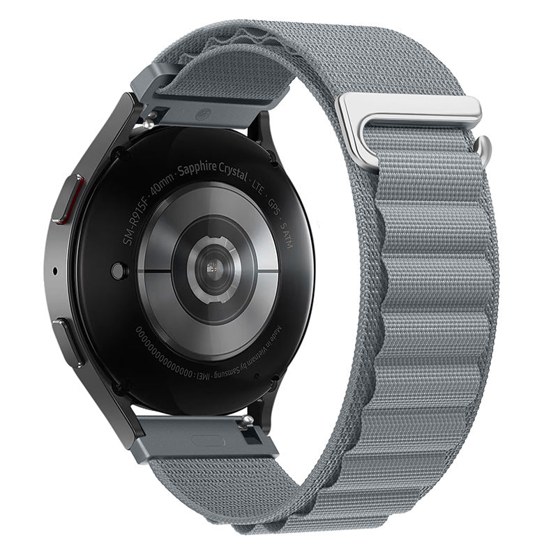 Bracelet en nylon gris clair avec boucle à crochet en acier inoxydable pour montre Huawei Kapri.