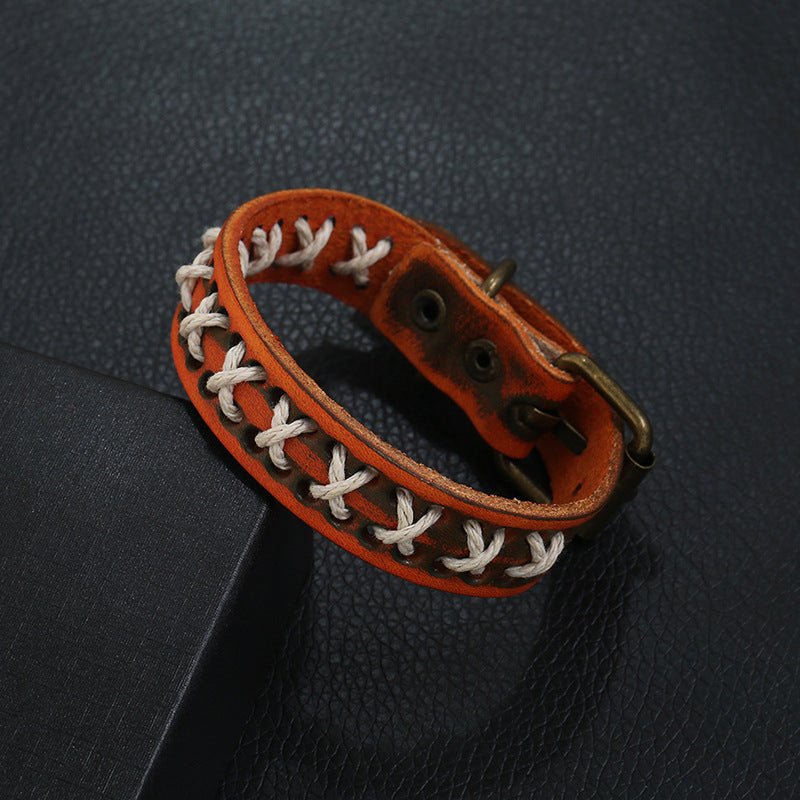 Bracelet rétro en cuir, cordes en croix, pour homme, modèle Xavi - La Boutique du Bracelet