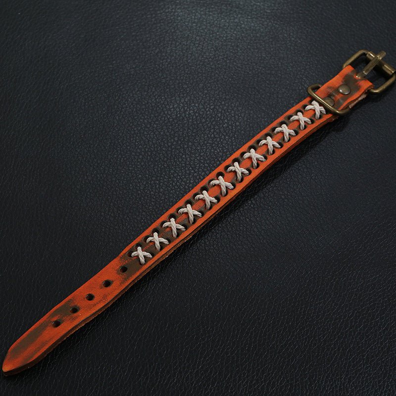 Bracelet rétro en cuir, cordes en croix, pour homme, modèle Xavi - La Boutique du Bracelet