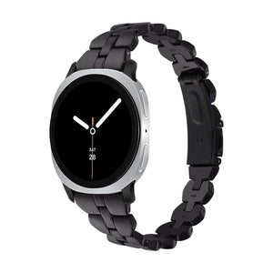 Bracelet en résine noire avec maille épaisse chic, boucle déployante en acier pour Galaxy Watch 8 Ultra.