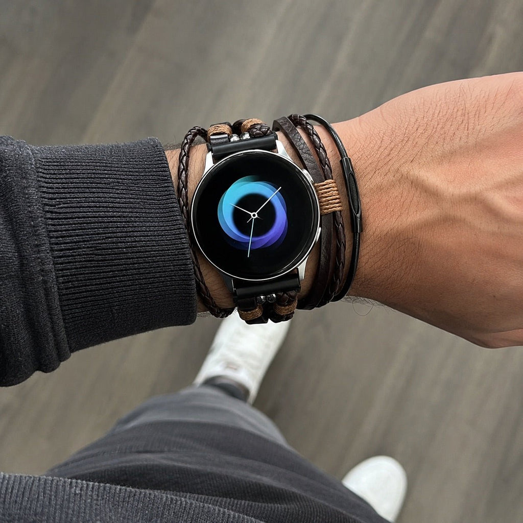 Náramek Samsung Watch / Huawei Watch / Garmin Quick Release / Ice Watch víceřadý, pro chytré hodinky, pletený náramek, nastavitelná slitina, elegantní doplněk pro muže, model Dossé