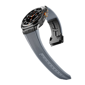 Bracelet silicone gris bleu ultra-résistant avec boucle déployante métal noir pour Samsung Watch Ultra Sport 47mm.
