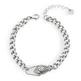 Bracelet serpent aux yeux verts, plaqué or 18 carats, modèle Sauvanne - La Boutique du Bracelet