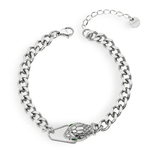 Bracelet serpent aux yeux verts, plaqué or 18 carats, modèle Sauvanne - La Boutique du Bracelet