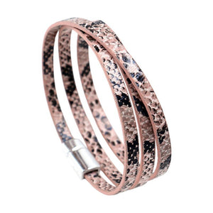 Bracelet serpent multi tours, bracelet cordon effet peau de serpent, bracelet en simili vegan avec fermoir magnétique, modèle Serpza