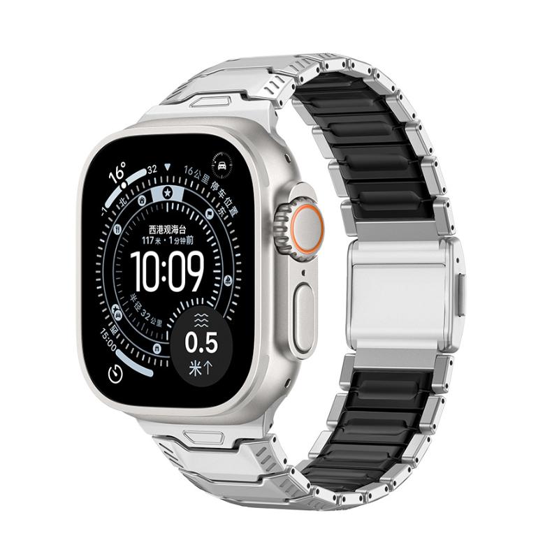 Bracelet Apple Watch en titane et silicone, fermeture magnétique, style chevalier, modèle Hypnos