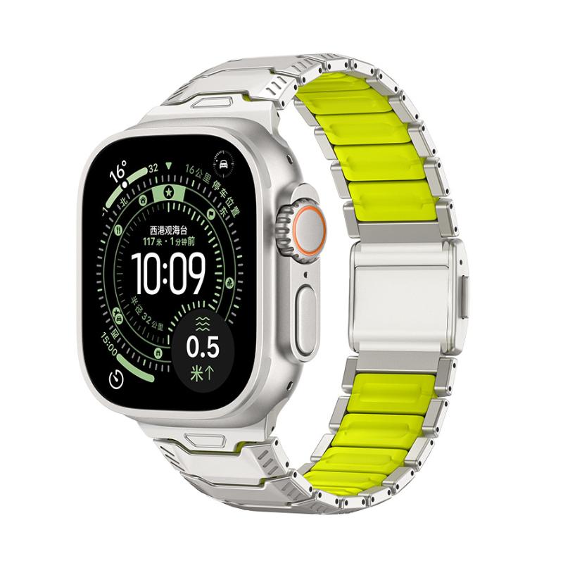 Bracelet Apple Watch en titane et silicone, fermeture magnétique, style chevalier, modèle Hypnos