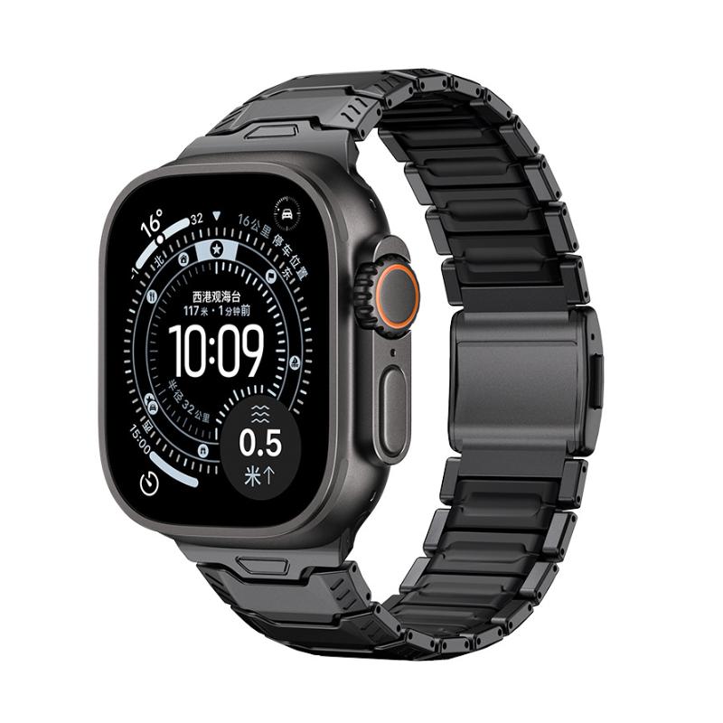 Bracelet Apple Watch en titane et silicone, fermeture magnétique, style chevalier, modèle Hypnos