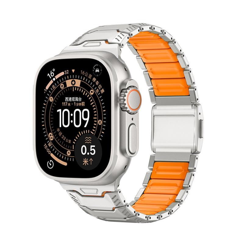 Bracelet Apple Watch en titane et silicone, fermeture magnétique, style chevalier, modèle Hypnos