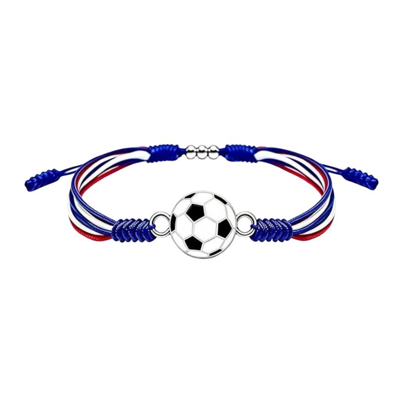 Fodbold supporter armbånd i nylon, justerbart sportsmykke, håndledstilbehør med rund bold, flettet snor hold, passion for kamp, model Albaro