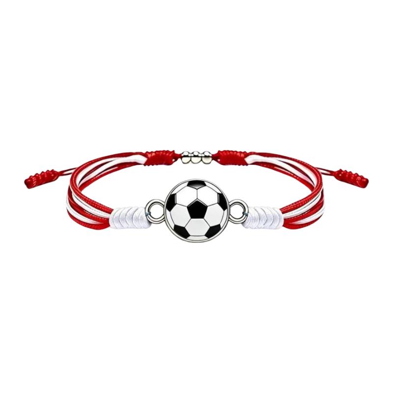 Fodbold supporter armbånd i nylon, justerbart sportsmykke, håndledstilbehør med rund bold, flettet snor hold, passion for kamp, model Albaro