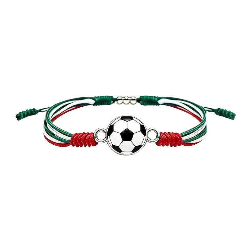 Fodbold supporter armbånd i nylon, justerbart sportsmykke, håndledstilbehør med rund bold, flettet snor hold, passion for kamp, model Albaro